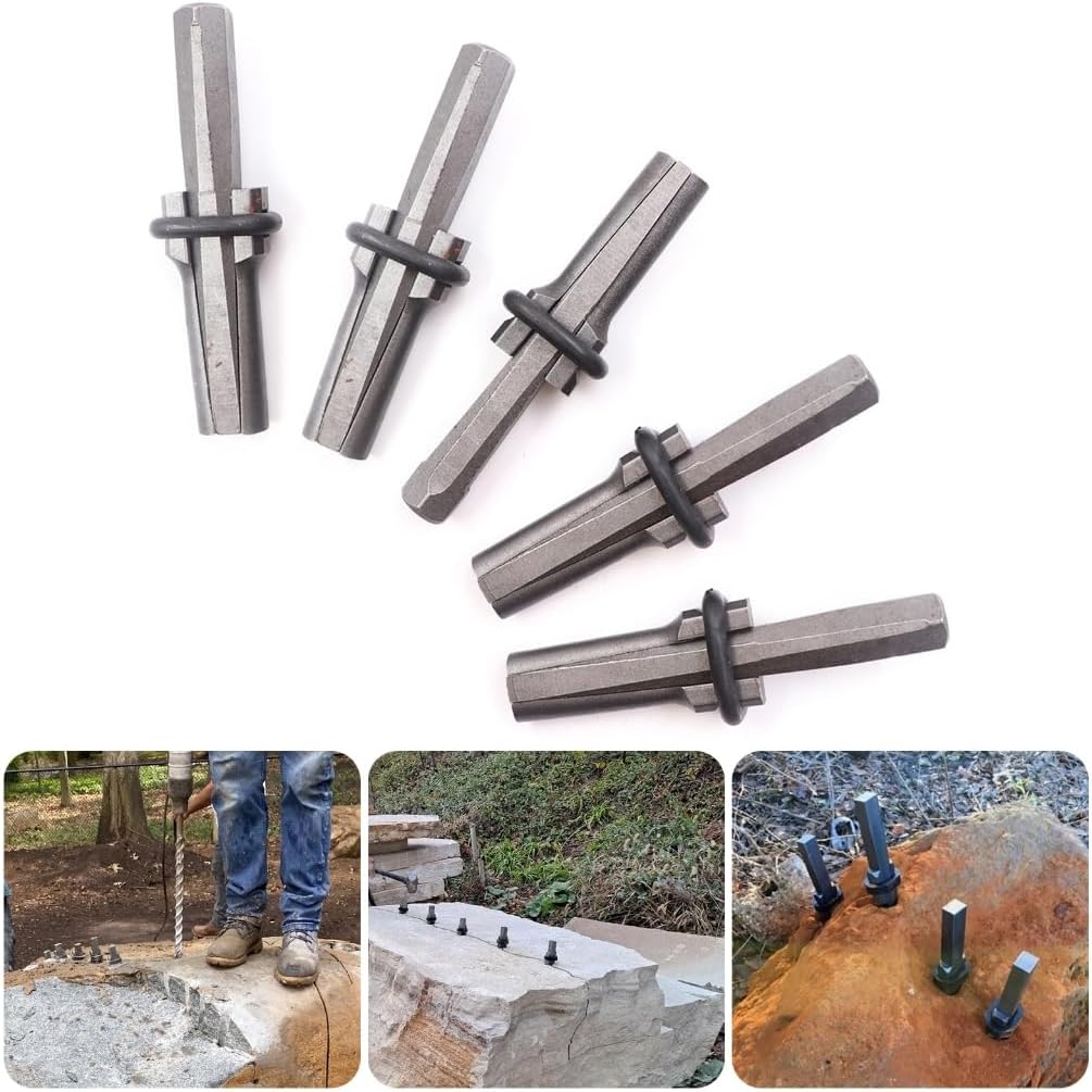 5Pcs Stone Splitting Tool Stone Splitters Metal Plug Wedges Concrete Rock Splitters Hand Tool Stone Chisels