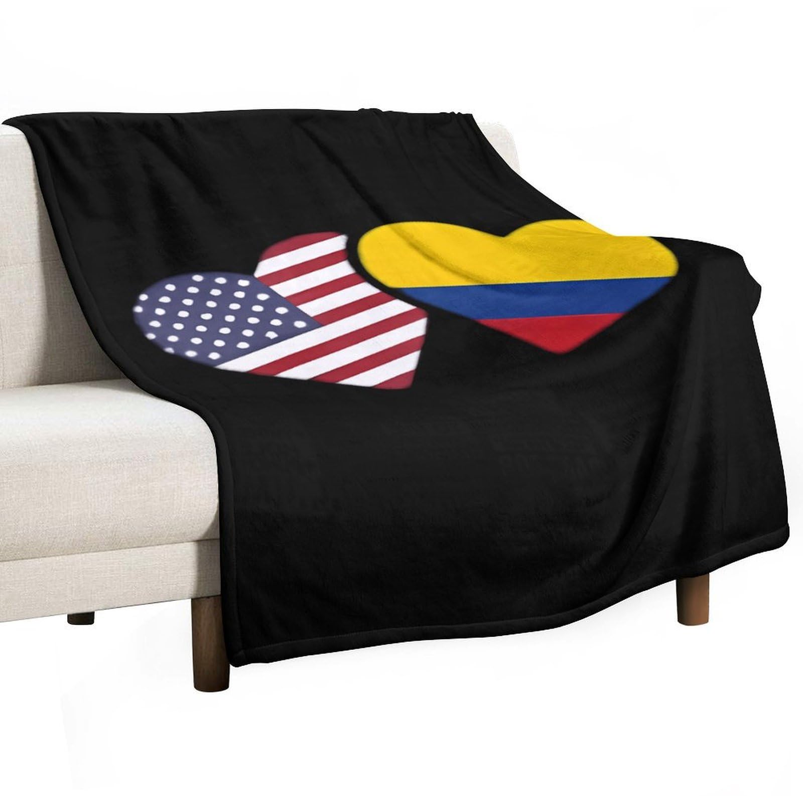 Cgsbngha Style U.s. Colombia Flag Heart Flannel Fleece Blanket Lightweight Soft Throw Blankets For Sofa Couch Bed Chair