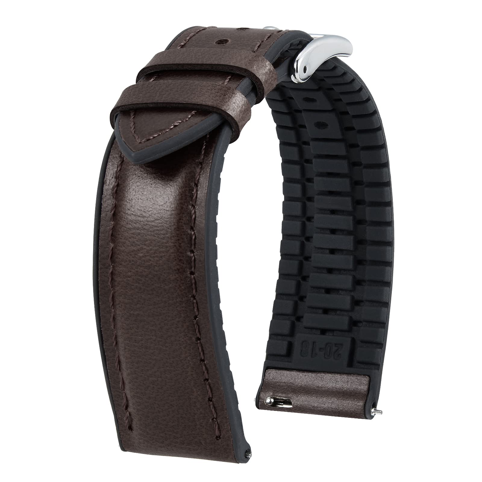 BINLUN Leather Watch Band 14mm 16mm 18mm 19mm 20mm 21mm 22mm Quick Release Premium Oil Wax Leather and Breathable Silicone Hybrid Watch Bands Replacement Strap for Men Women