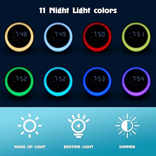 Miniatura 3 de Reloj despertador para niños, Ok to Wake Clock con luces nocturnas, temporizador de siesta, reloj de entrenamiento del sueño para niños pequeños,
