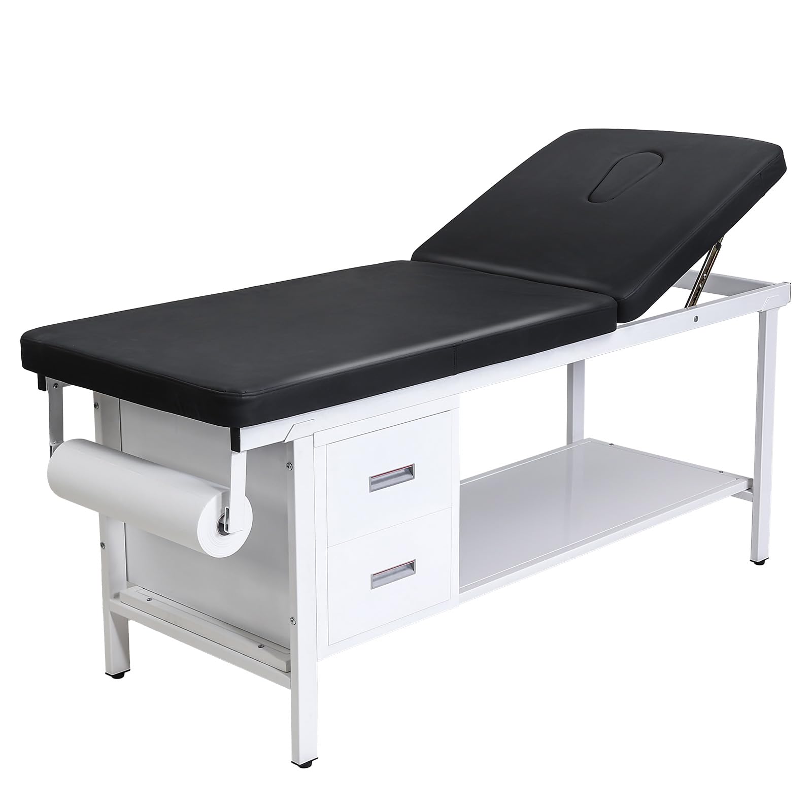 VEVOR Untersuchungsliege 227 kg, Ruheliege, Praixsliege mit verstellbarer Rückenlehne, 2 Schubladen, Ablagefach & Papierrollenspender, Krankenliege für Krankenhäuser & Reha-Zentren, 1855x705x815 mm