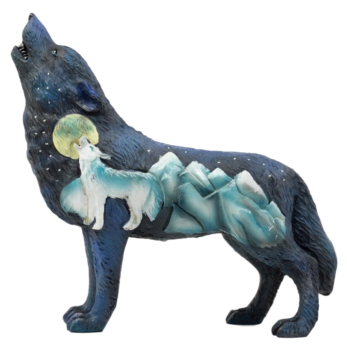 Ebros Gift Native Tribal Howling Wolf Totem Spirit Figurine Collection 6.25" L (Starry Night Snow Mountains)