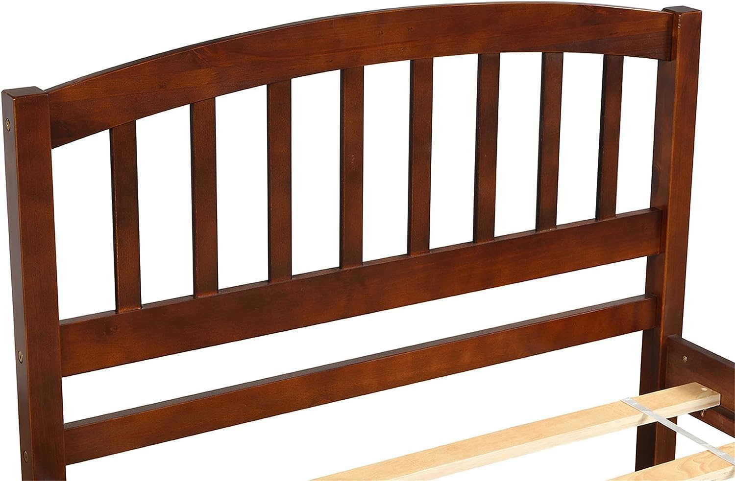 Harper & Bright Designs Twin Bed Frame with Trundle, Twin Bed Frame with Headboard, Wood Twin Platform Bed with Pull Out Trundle for Kids, Guest Room,No Box Spring Needed,Walnut