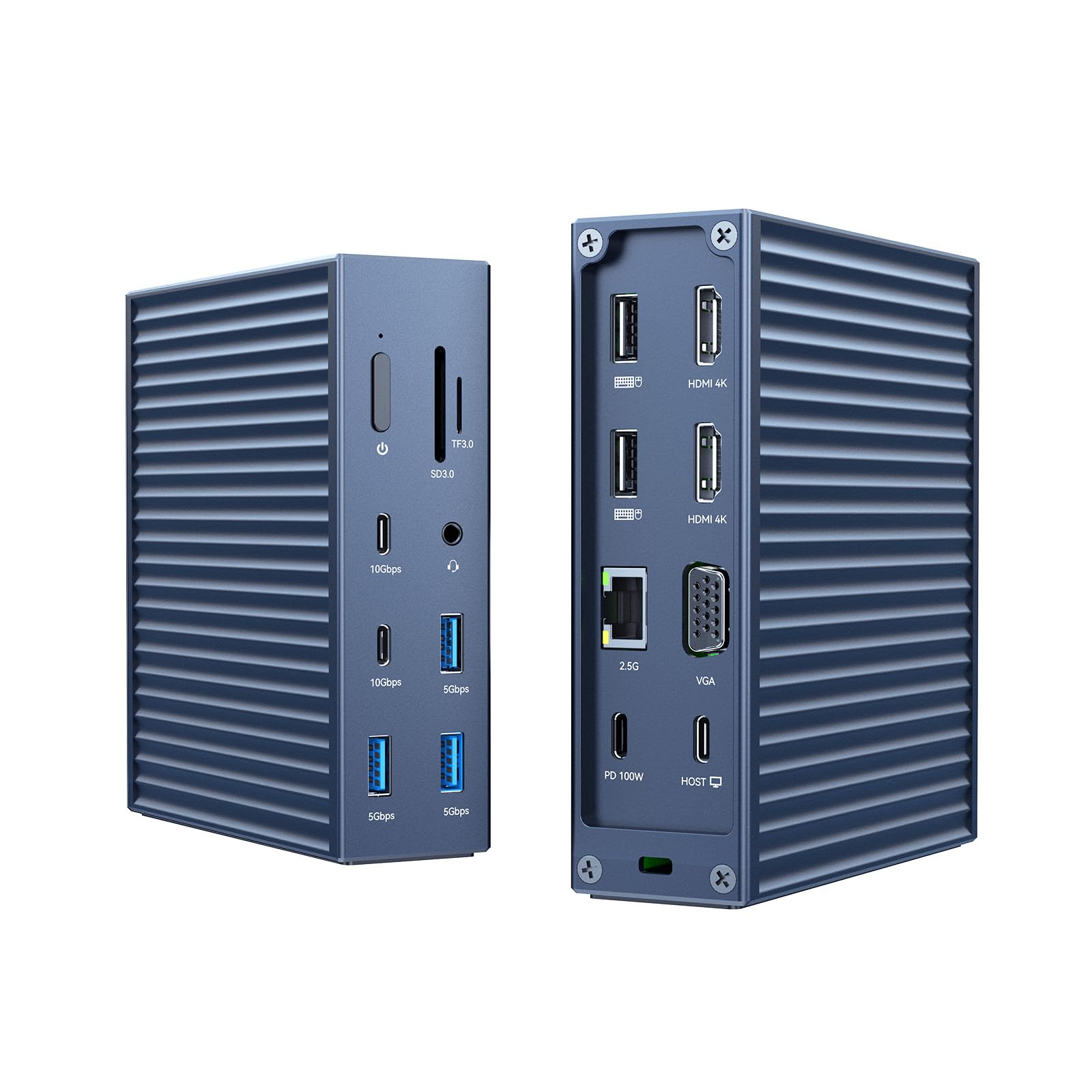 ACASIS USB C Docking Station Dual Monitor, 16-in-1 Laptpop Docking Station with 2* HDMI,VGA,2.5G Ethernet,SD/TF,10Gbps USB-C 3.1,3.5mm Audio,PD100W,