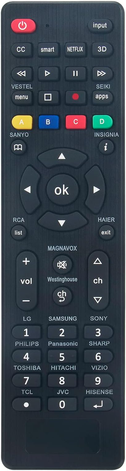 VINABTY Universal TV Remote Control Compatible with LG,Samsung,Vizio,LG,Sony,Panasonic,HAIER,Toshiba,Sharp,Philips,TCL,Hitachi,JVC Smart TV With user manual Easy To Operation