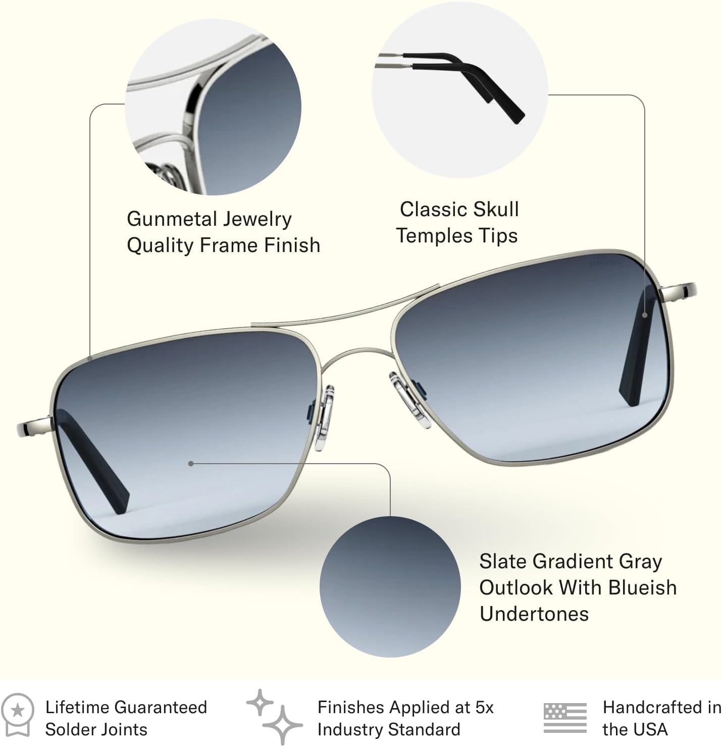 Randolph Eyewear Archer Aviator Sunglasses for Men & Women – Non-Polarized & Polarized Lenses UV Protection Sunglasses - Image 4