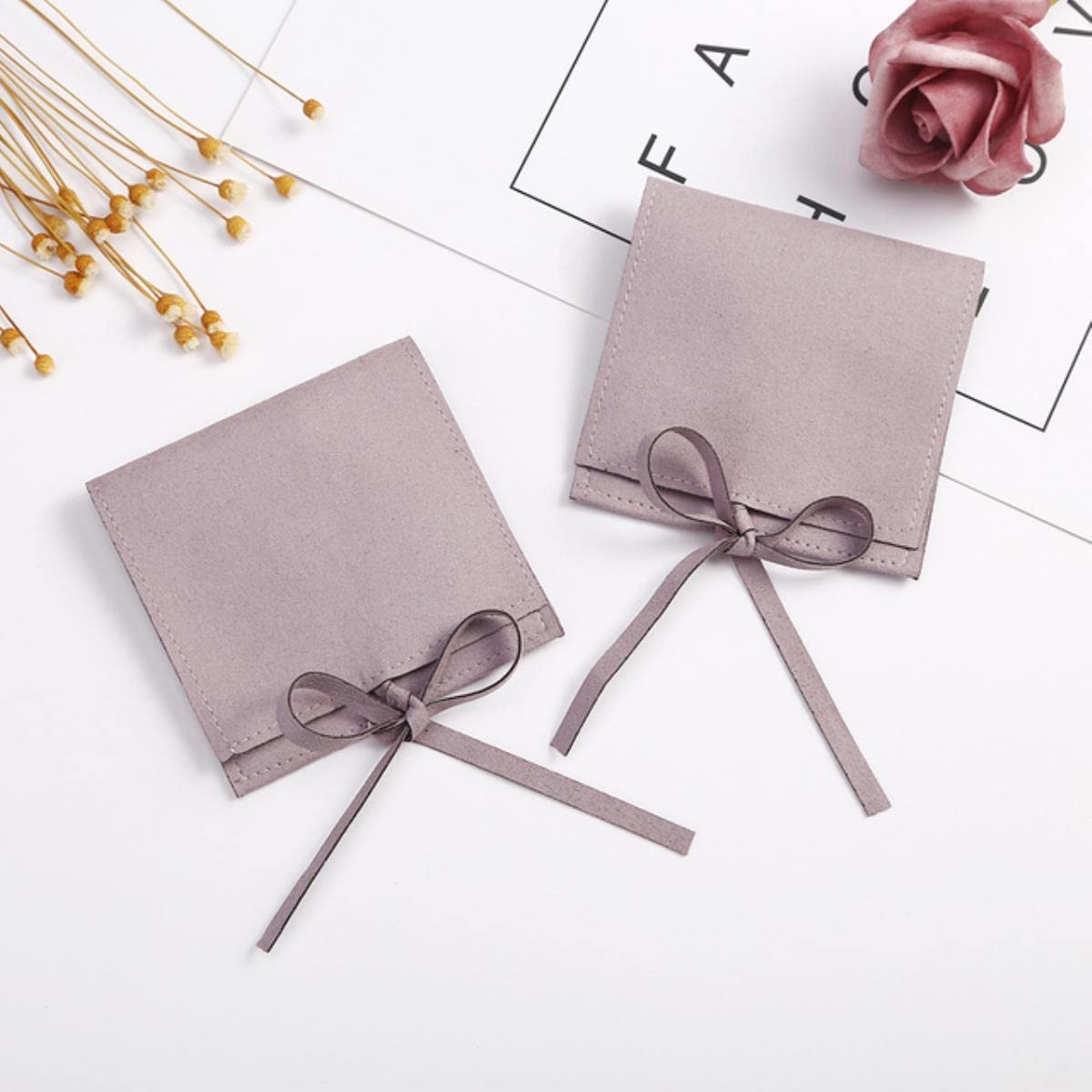 Mikrofaser-Samtbeutel, Schmuckbeutel, Beutel für Ohrringe, Halskette, Weihnachtsschmuck, Hochzeitsgeschenk, Paket, personalisierbar, 10 Stück, 8 x 6 cm