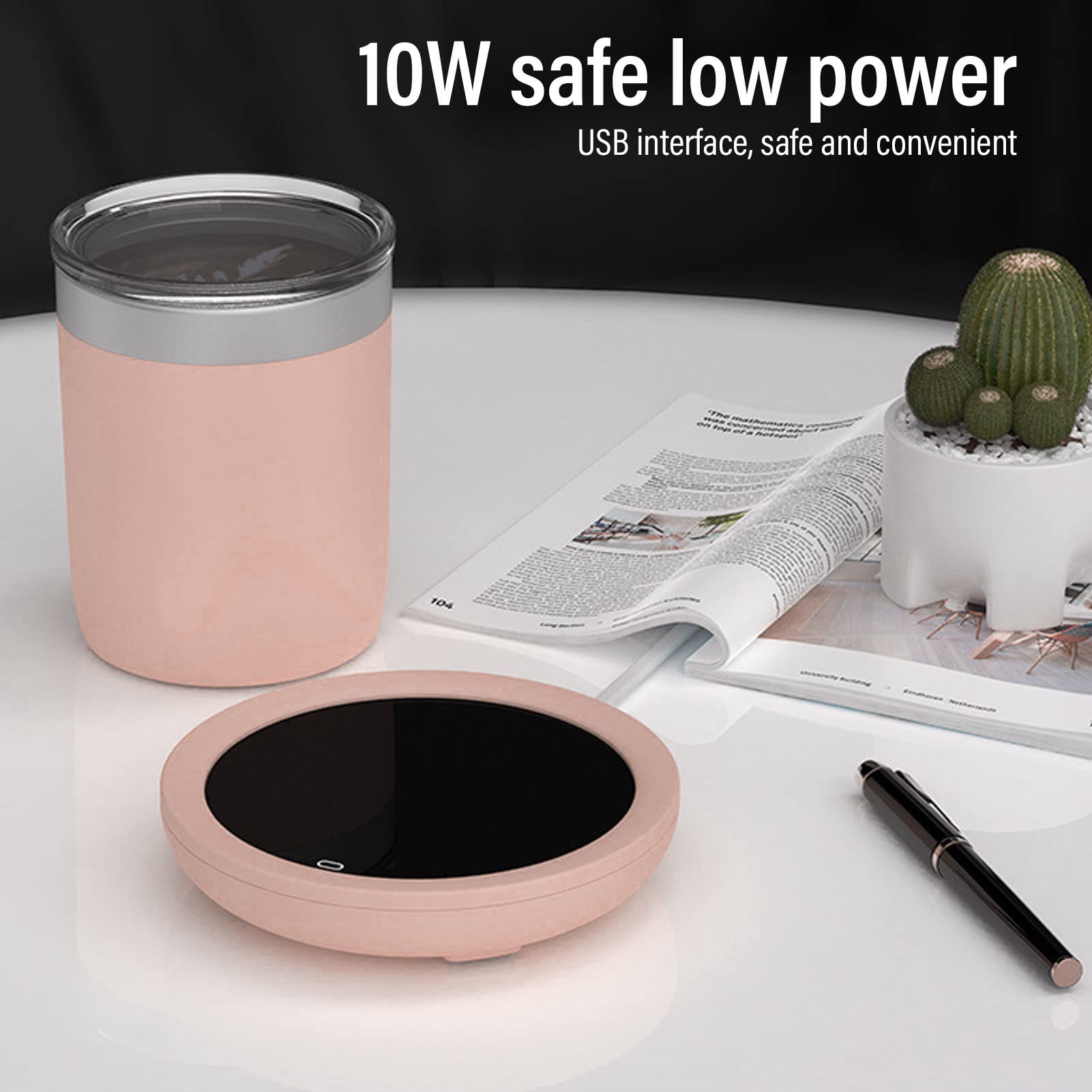 Placa calentadora de tazas, calentador de café USB para escritorio, calentador de bebidas para café, leche, té y calentador eléctrico de tazas de café para oficina en casa (rosa)