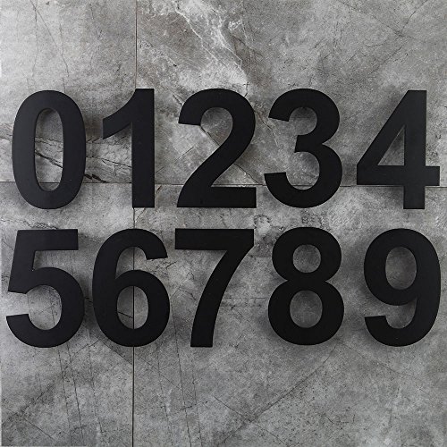 Mellewell Floating House Numbers Black, 6 Inch, Stainless Steel 18-8, Number 0 Zero