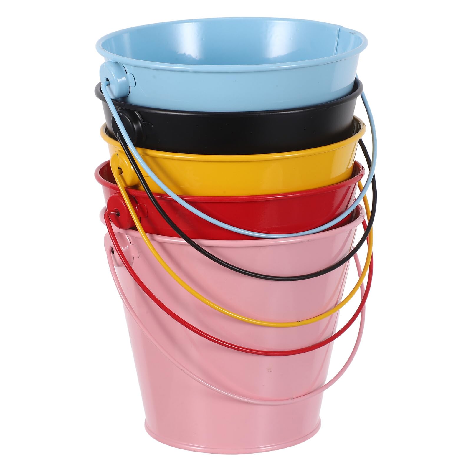 5 Piezas Organizador de Lápices de Metal con Asa Cubos de Hierro Portátiles para Escritorio Soporte para Bolígrafo Contenedores para Pinceles de Maquillaje y Suministros de Oficina