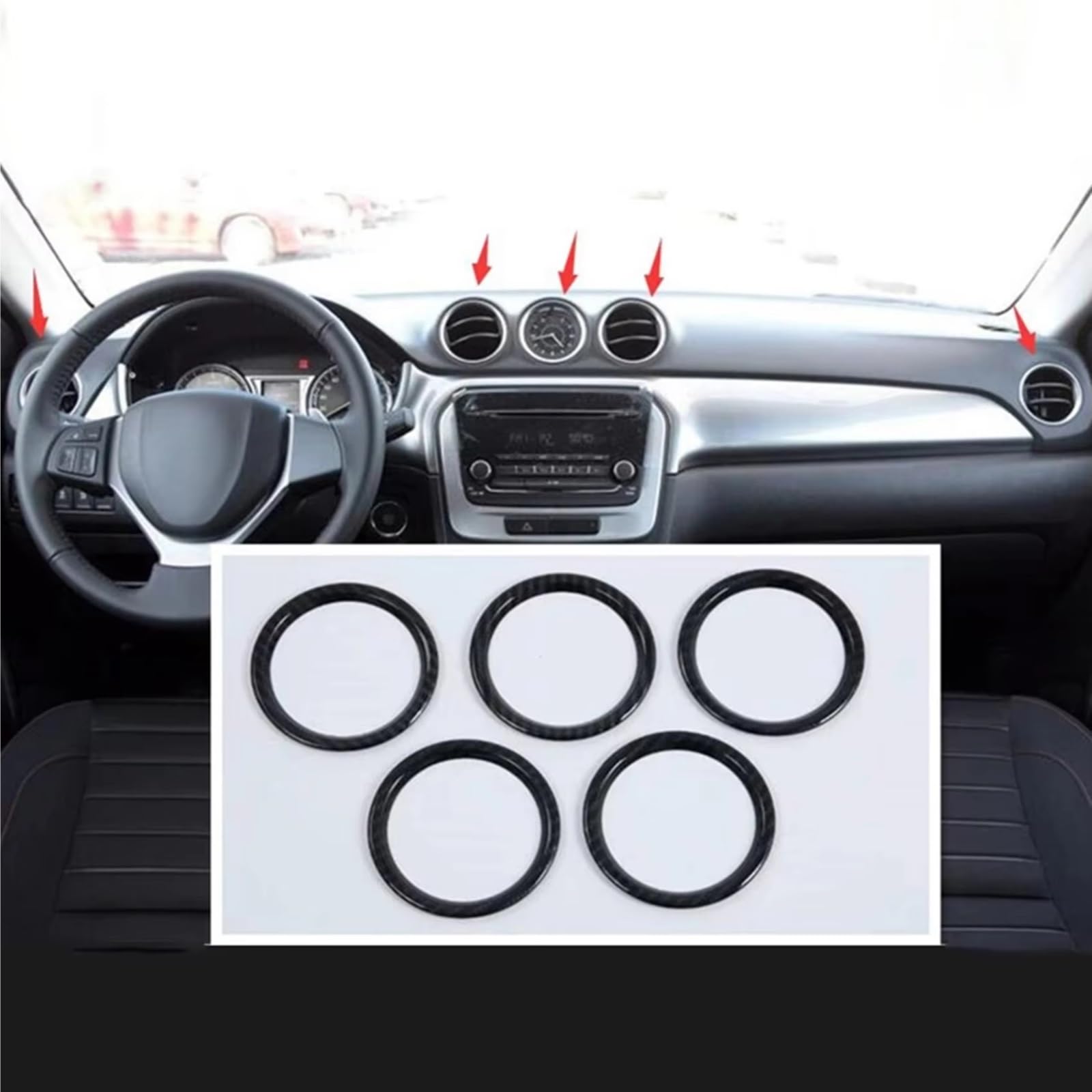 Compatible Con Suzuki Para Vitara 2015 2016 2017 2018 2019 2020 Tablero Instrumentos Salida Aire Acondicionado Cubierta Anillo Ventilación Embellecedor Interior
