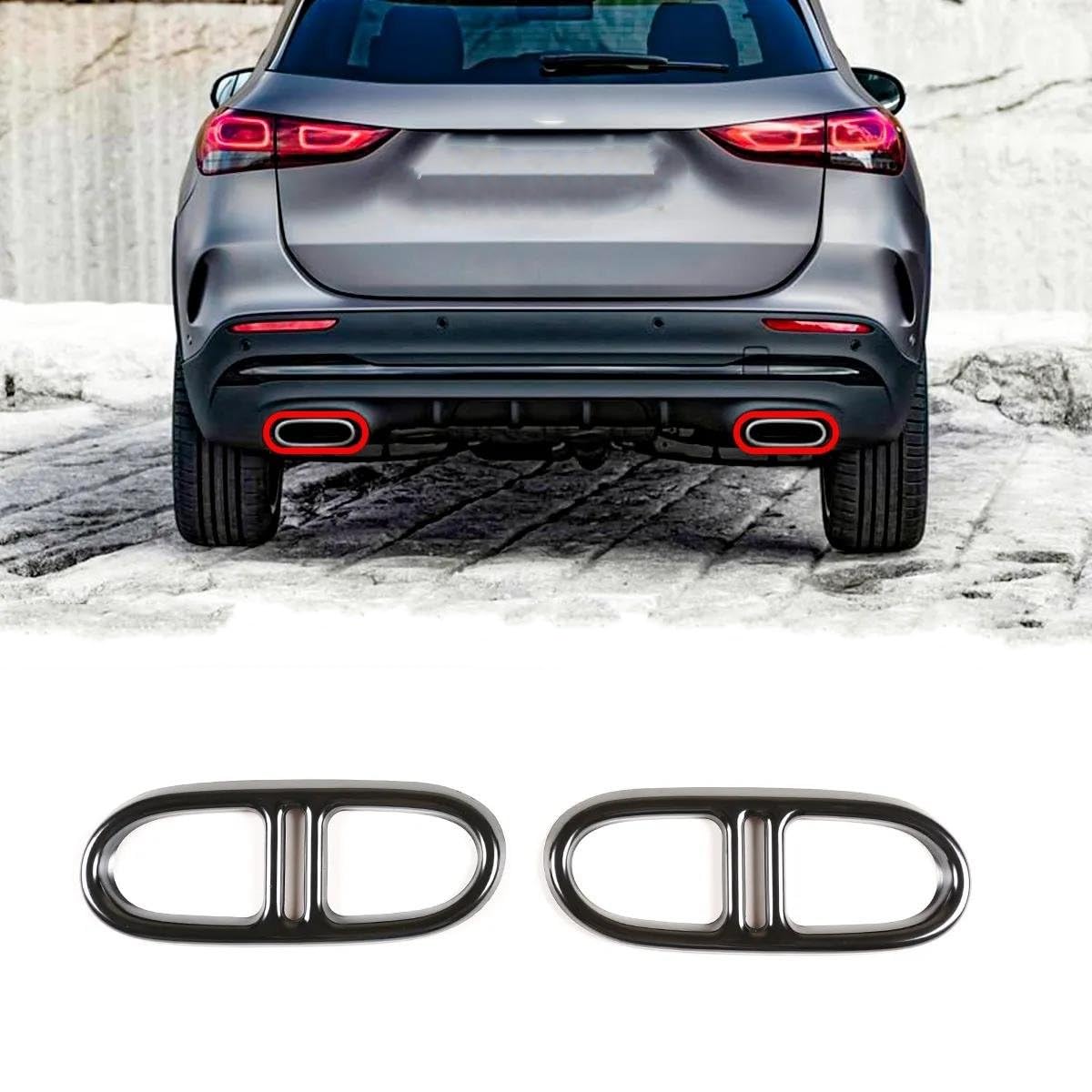 Cornici Decorative Per Terminali Di Scarico Per Mercedes Classe C W206 (C200, C260, C300) Dal 2020 - ABS Nero, Argento O Effetto Carbonio