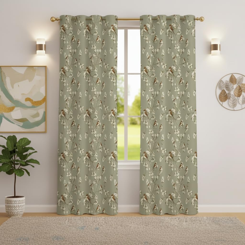STITCHNEST 'Floréa Series' Premium Satin Room Darkening Curtains 7