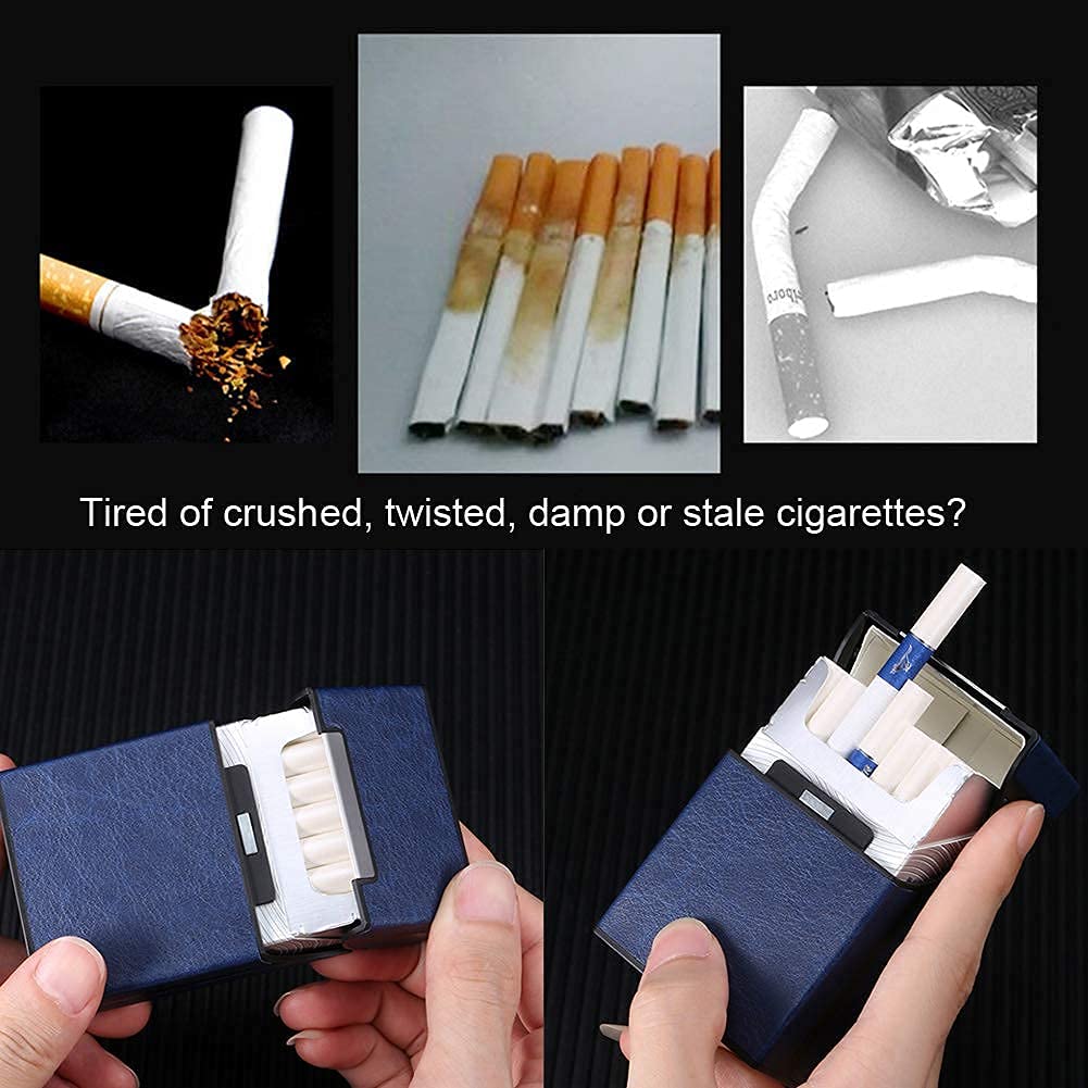 HASTHIP® King Size PU Leather Cigarette Case with Flip Top Closure Pocket  Carrying Cigarette Hard Box and Holder for Whole Package Cigarettes 20pcs  Design Fancy Style Box (Blue) : Buy Online at