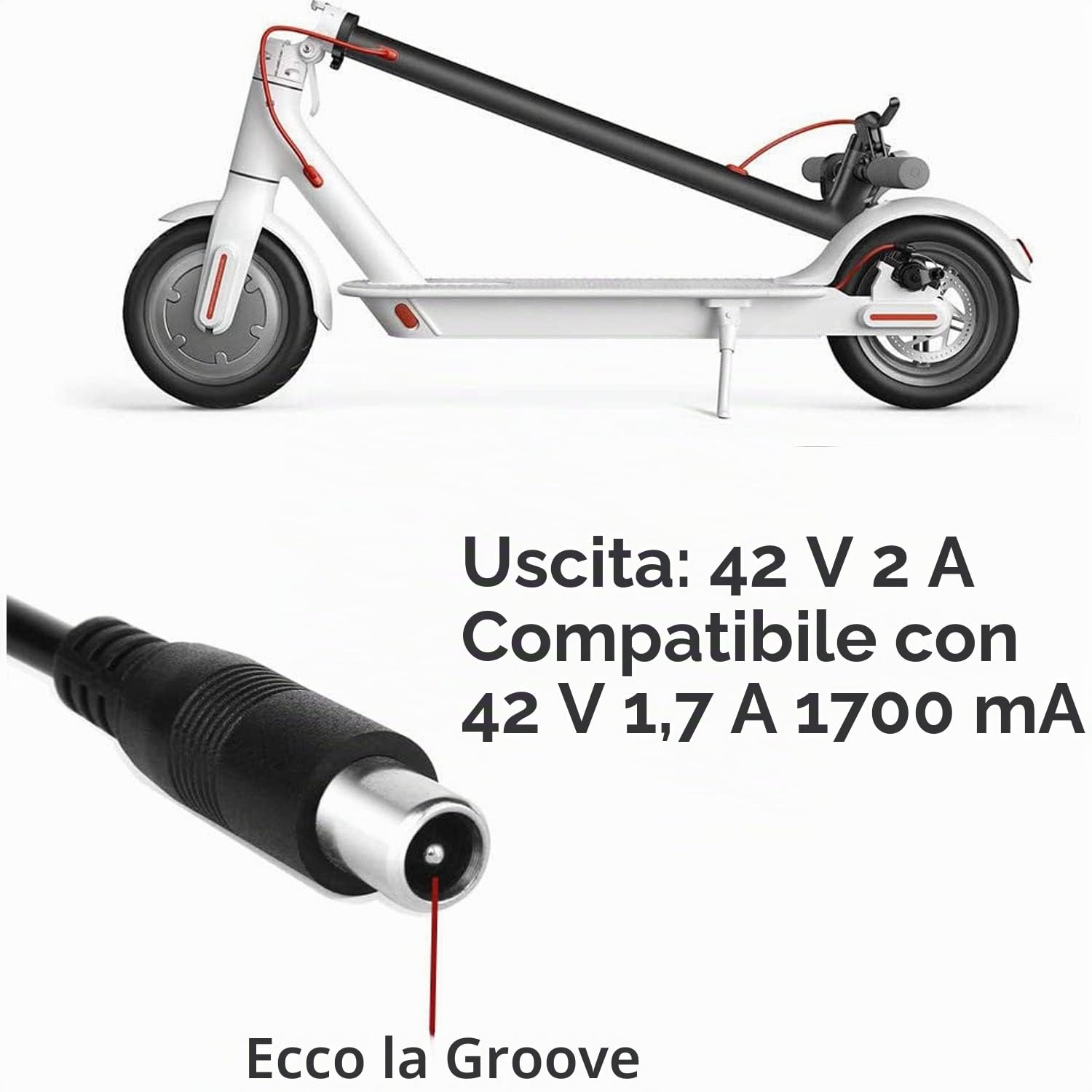 KFD DC 42V Caricabatterie Alimentazione per Segway Ninebot G30LP ES2 ES4 ES1L F20 F30 F40 E22 E25 Xiaomi M365 Pro/Pro2 Bird Lime-S Hiboy S2R Electric Scooter 36V Bicicletta elettrica Monopattino