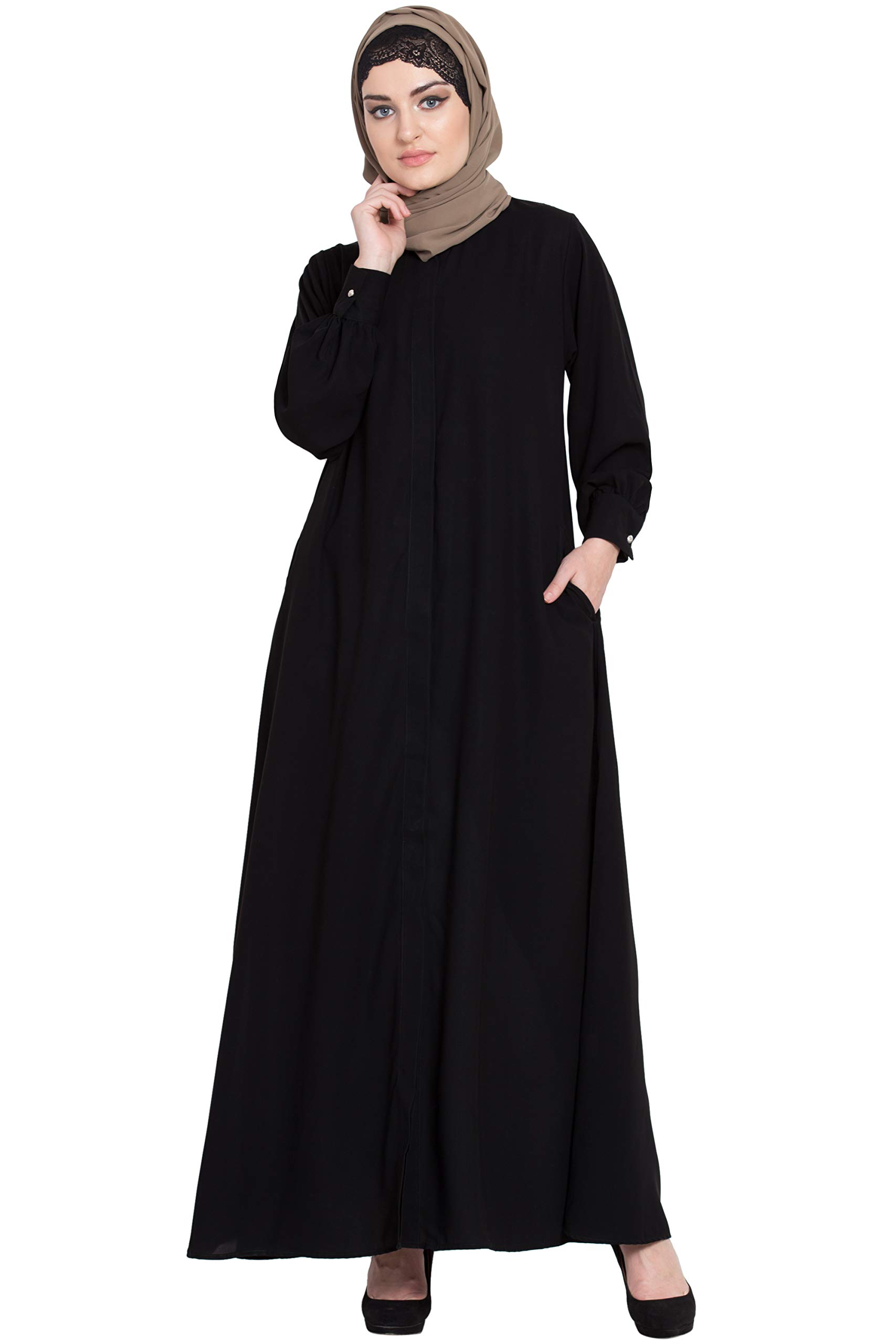 nazneen Front open cuff and band casual Abaya-picture-23