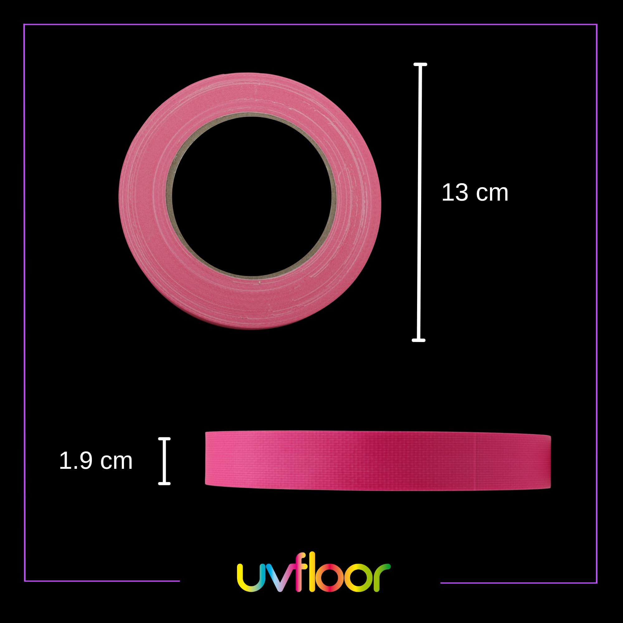 UV FLOOR - Pack Adhésif Fluo - Gaffer Qualité Premium - Accessoire Fluorescent - Fête - Bande Adhésive Décorative - Lot de 4-1,9cm x 25 m soit 100m