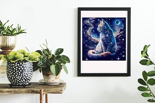 Miniatura 3 de GemZono Kits de arte de diamantes de bricolaje con diamante redondo, kits de pintura de diamantes de gato 5D, arte de diamantes, kit de pintura de