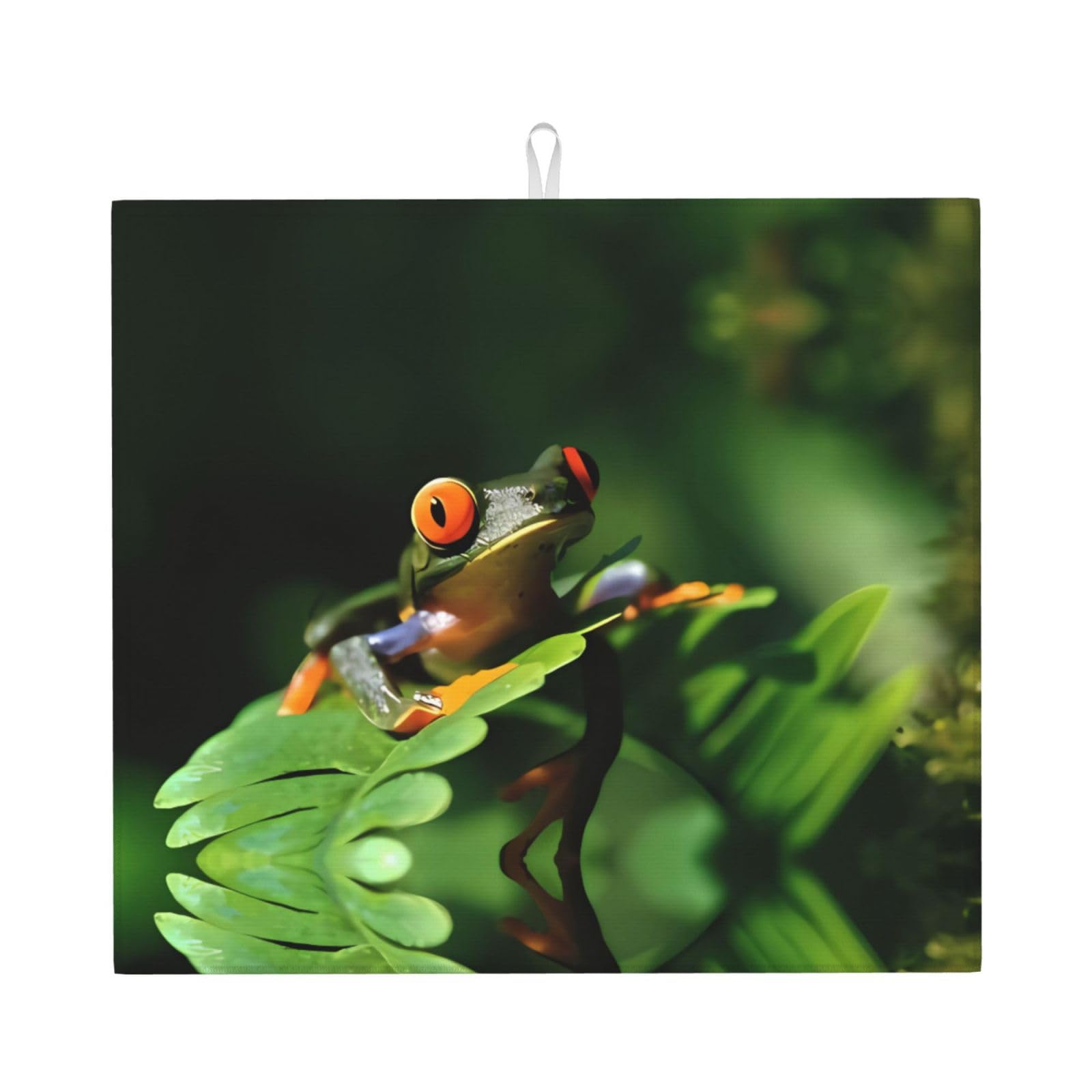 HJFCZH Peace Frog Tree Prints Kitchen Drying Mat – High-Capacity Absorbent Dish Cover, Engineered with 4x Weight Absorption, Durable Microfiber & Composite Foam Construction