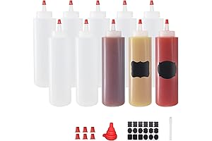 12 Oz Plastic Squeeze Bottles for Precision Dispensing of Sauces, Oils, Crafts, and More