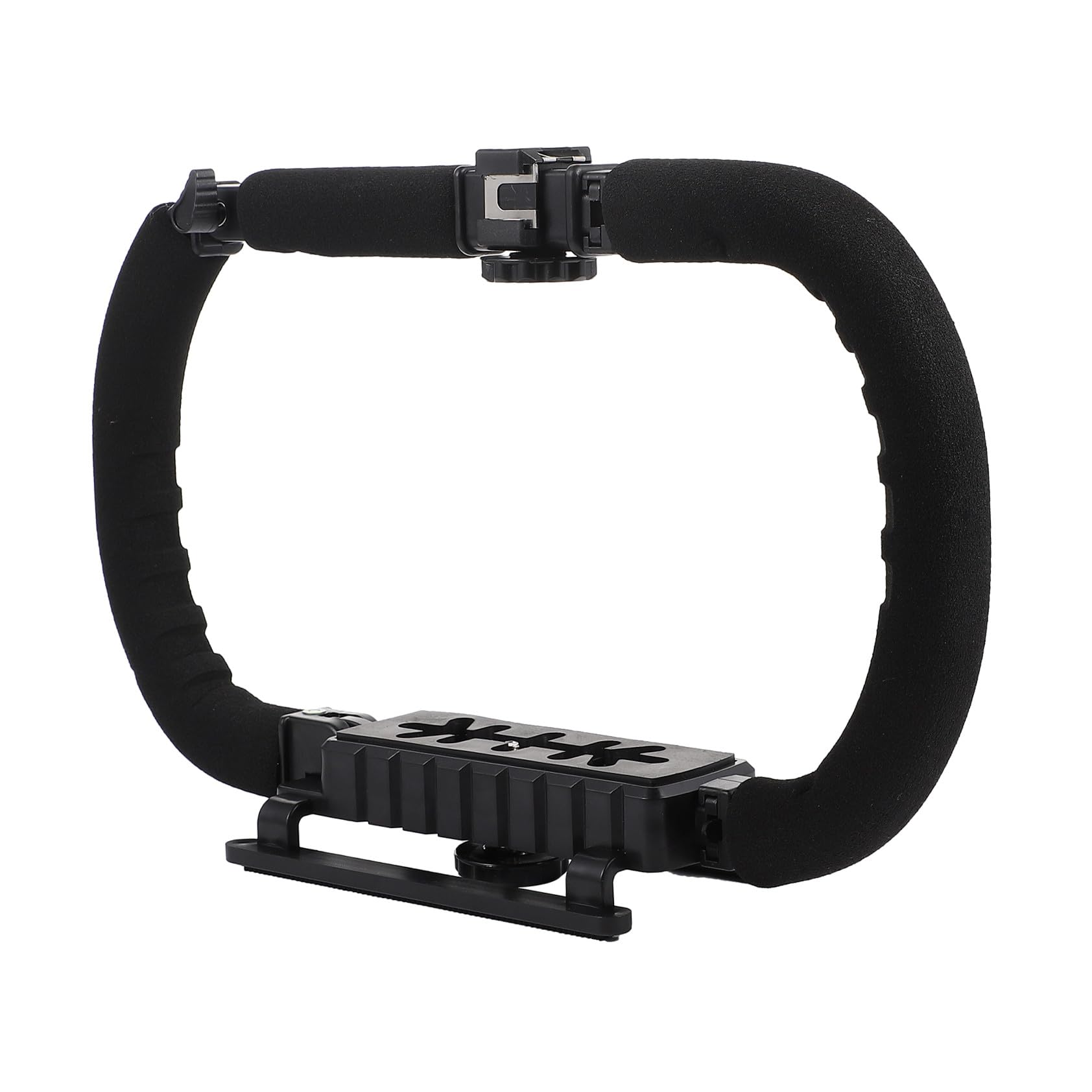 ULTECHNOVO Estabilizador de Cámara Portátil para Cámaras DSLR y Dv Mango de Esponja Antideslizante y 3 Puertos Zapata Fría para Montaje de Iluminación