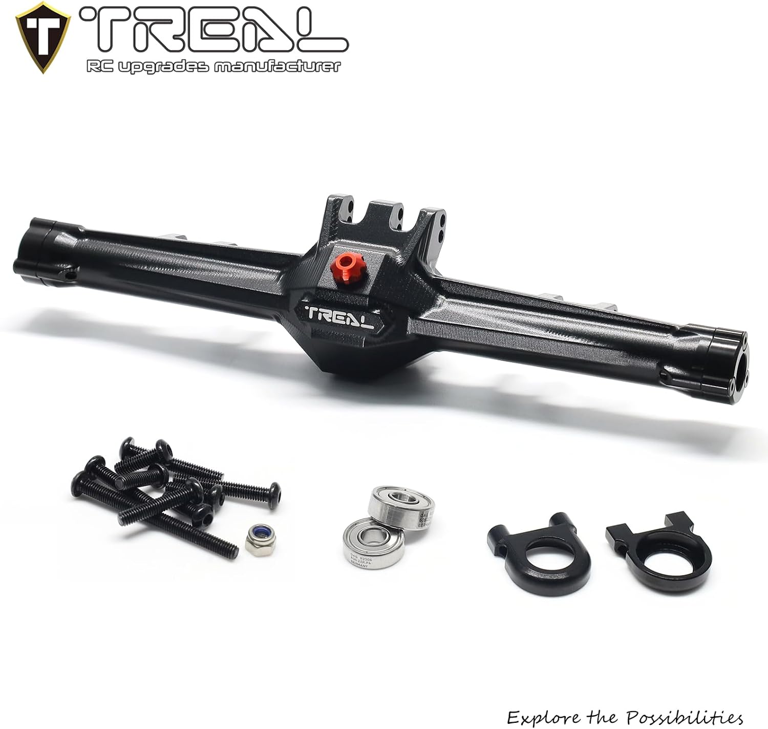 TREAL Aluminum 7075 Rear Axle Housing CNC Billet Machined Upgrades for Vanquish Products H10 Optic(Black)