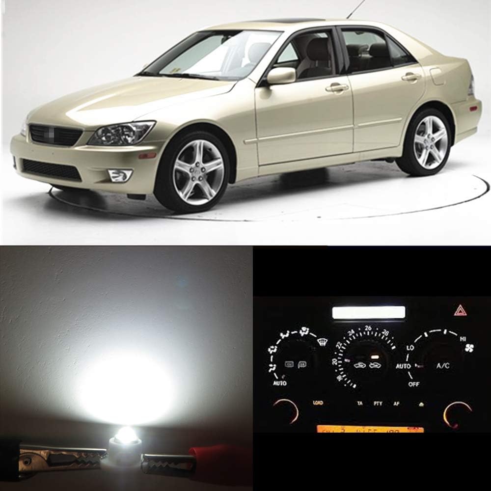 WLJH Extremely Bright White Dash Instrument Cluster Panel Gauge Bulbs + Climate Control Lights + Clock Light Led Kits for IS300 2001-2005, Pack of 12