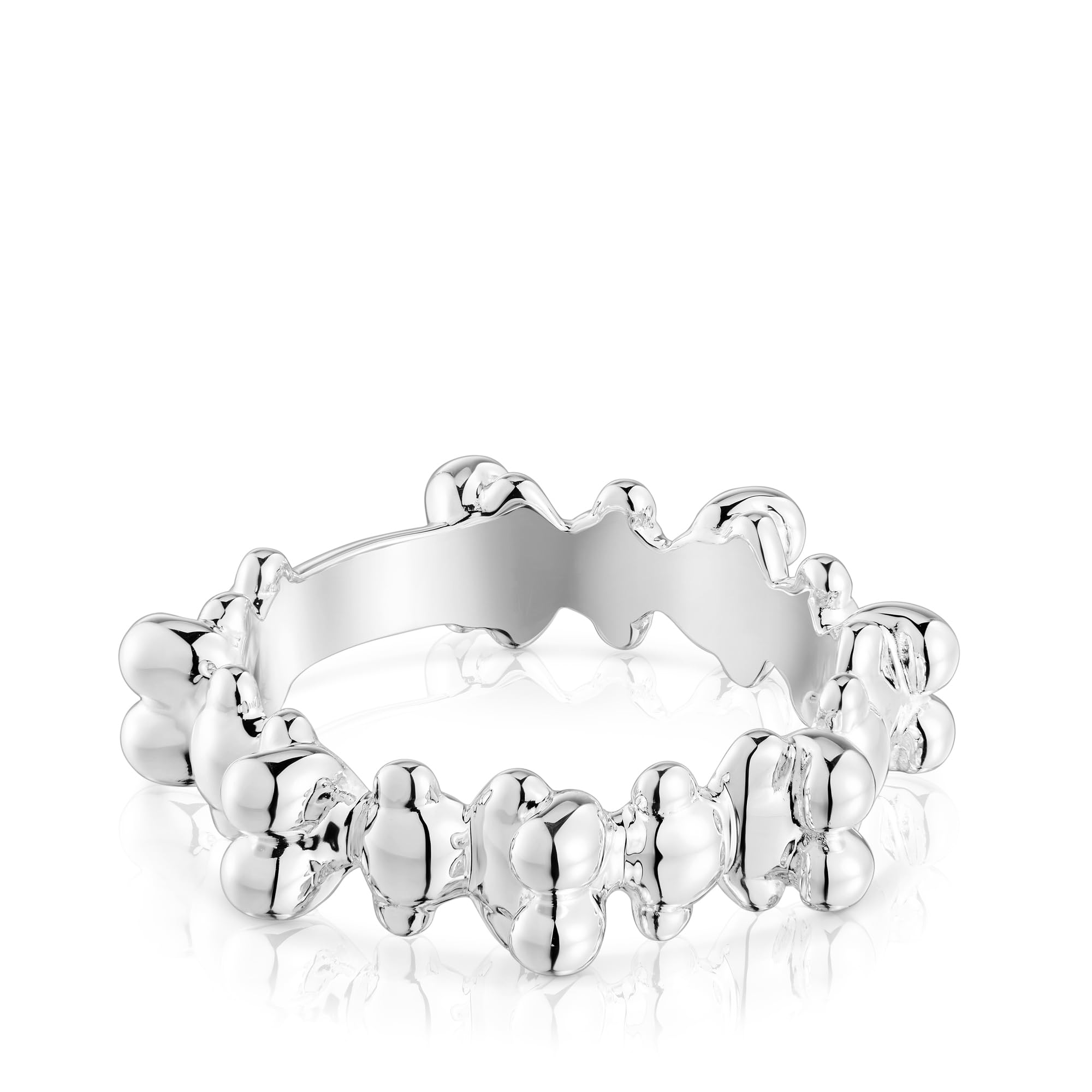 TOUS Anillo Mediano para Mujer de Plata de Primera Ley con Motivo de Oso, Talla 12, Colección Bold Bear