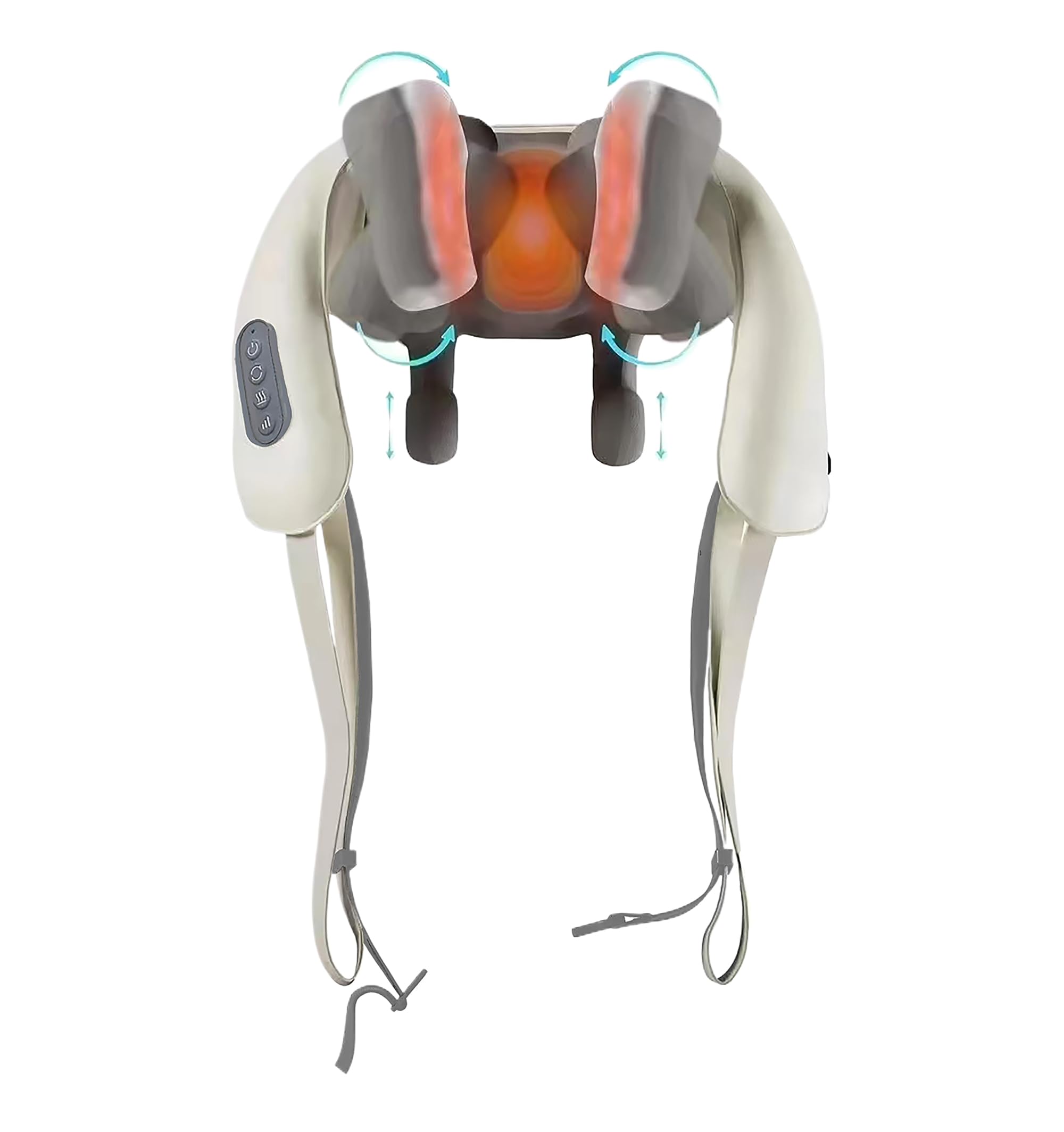 LASOLEST Cordless Neck and Back Massager - Shiatsu Extended Nodes Massager Tools with Heat, Rechargeable Deep Tissue 5d Kneading Massage Machine for Shoulder, Leg, Muscle Pain Relief (Beige)(FE-4006)