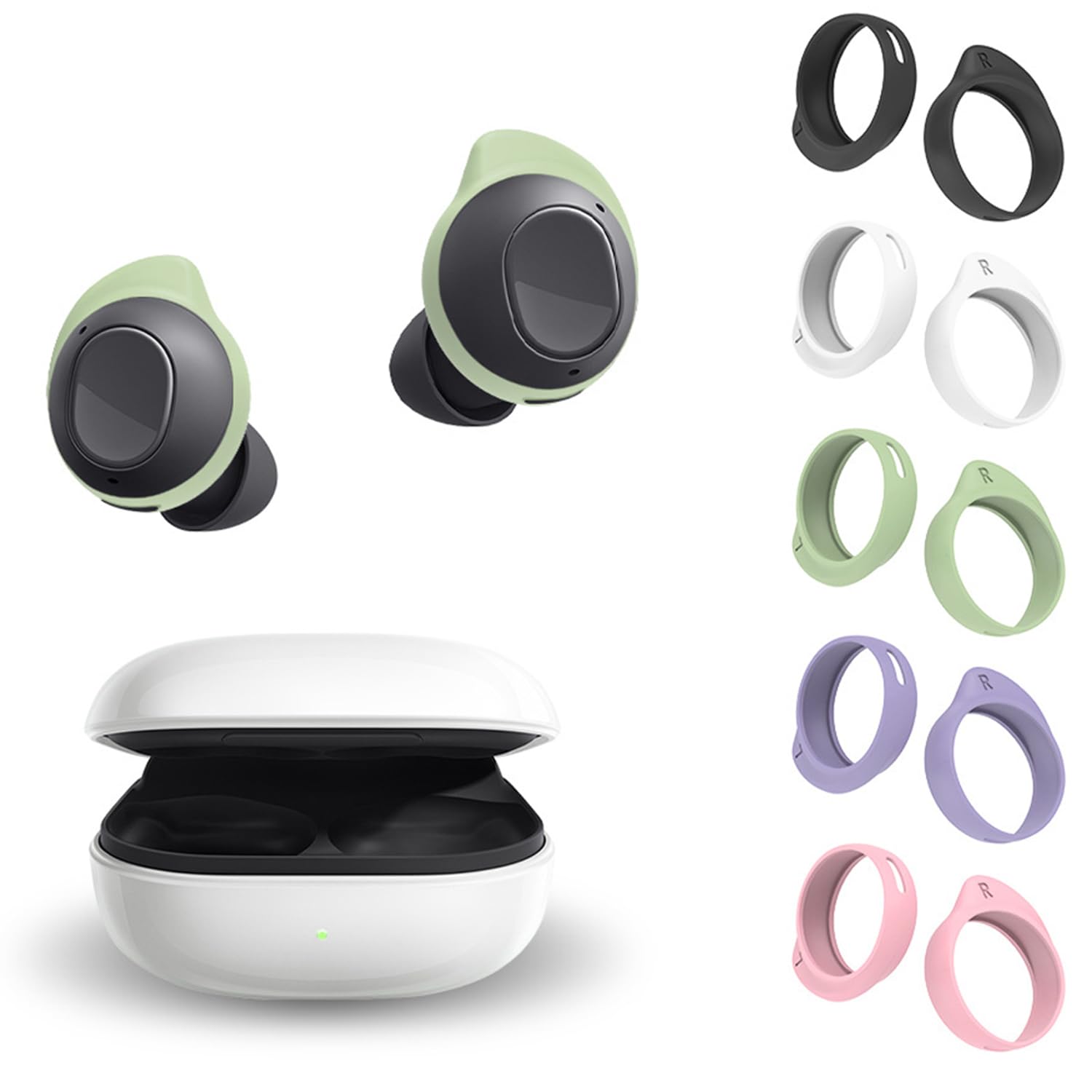 Ear Hooks Compatible with Galaxy Buds FE SM-R400, 5 Pairs Silicone Anti Slip Replacement Earbuds Hooks Earhooks, Compatible with SM-R400N Galaxy Buds FE 5 Pairs 5 Colors-image-8