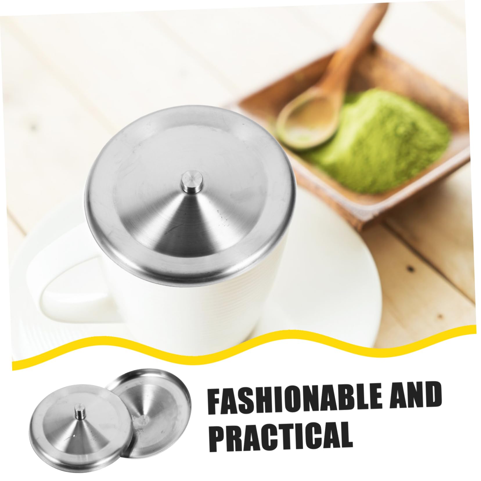 Ciieeo 2Pcs Stainless Steel Cup Lids Reusable Mug Covers to Keep Drinks Warm and Fresh for Home and Office Use Silver