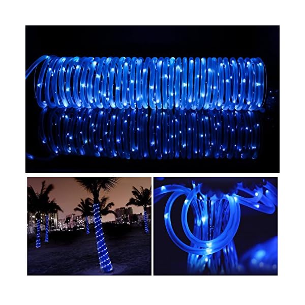 BXROIU Solar Lichtschlauch Lichterkette,10 Meter 100 LEDs Wasserdicht Außenlichterkette, LED Lichterketten für Hochzeit… – Bild 3