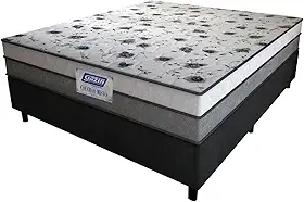 Cama Box Casal Colchão Espuma D33 Fort 138x188x59cm Cinza/Branco Gazin - Suporta até 150kg por Pessoa