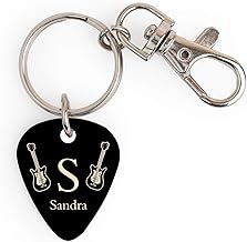 Wanapix | Guitar Pick Keyring Personalised | Original Gift for Guitarists | Ideal Rock Band | Keyring with Name and Photo