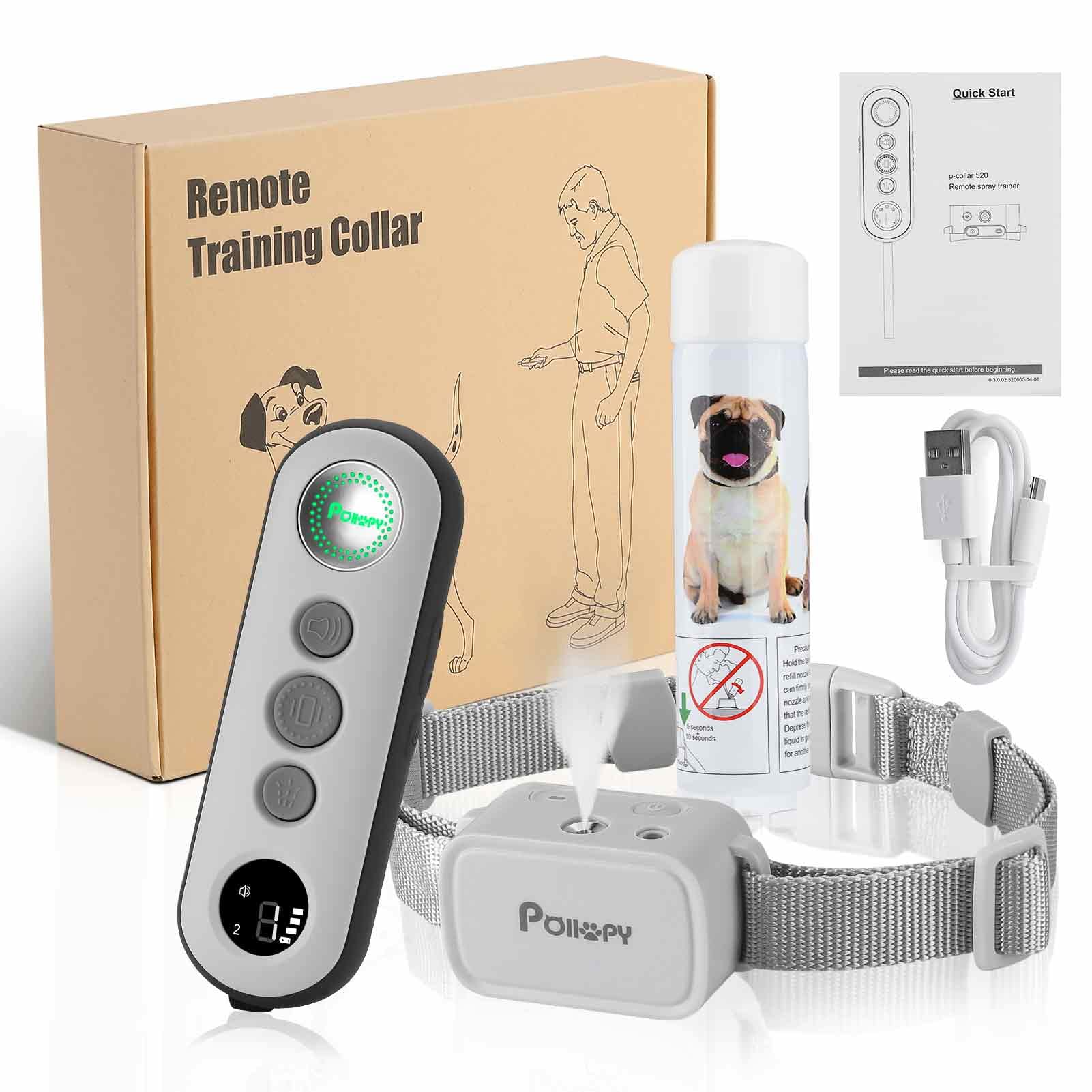 Collier de Dressage pour Chien Citronnelle avec Télécommande,3 Modes- Pulvérisation/Vibrations/Bip,3 Niveaux de Pulvérisation,Rechargeable Collier Anti Aboiements sans Choc Electrique Portée 305m