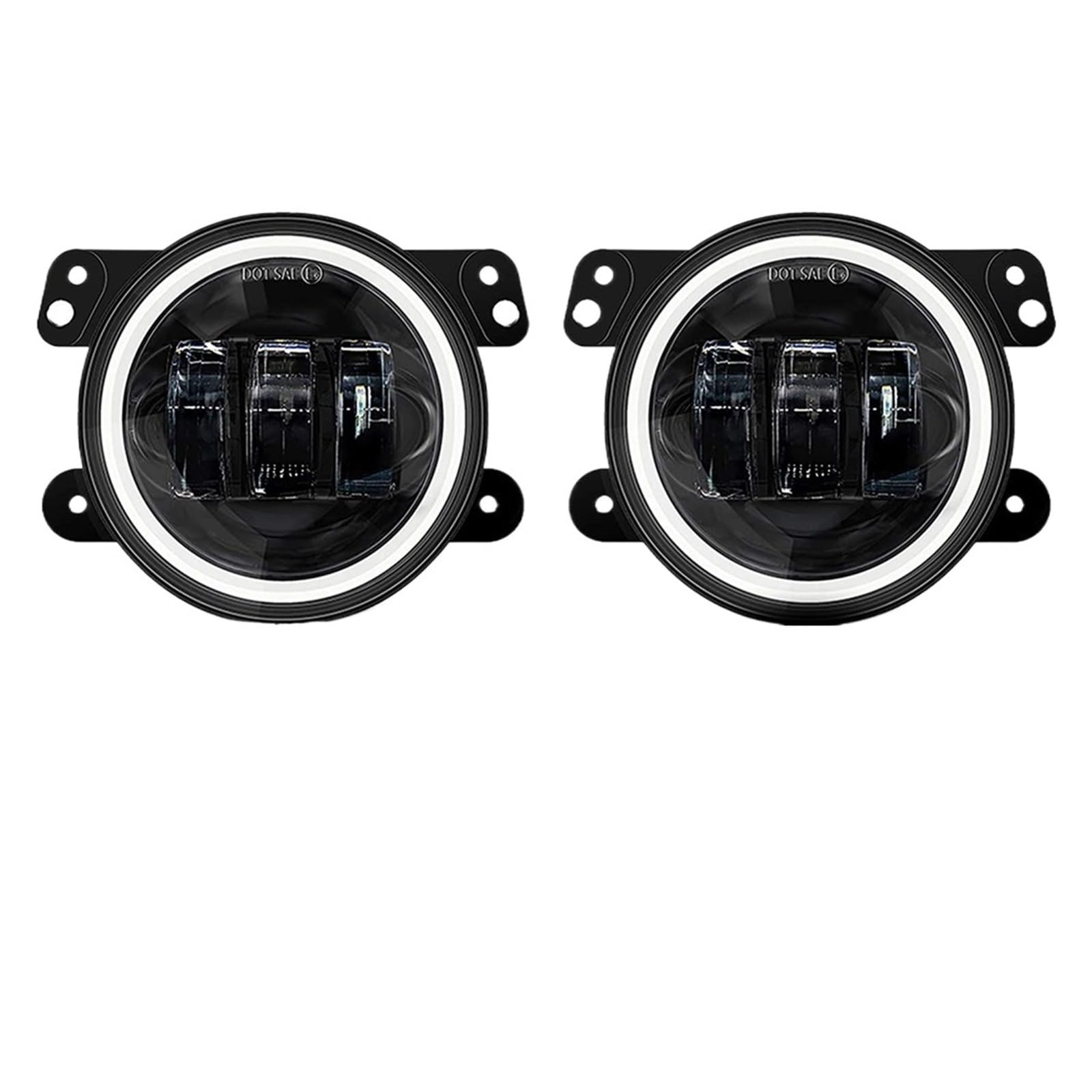 Luces antiniebla Luz de conducción de automóvil redonda con anillo de halo ámbar blanco DRL