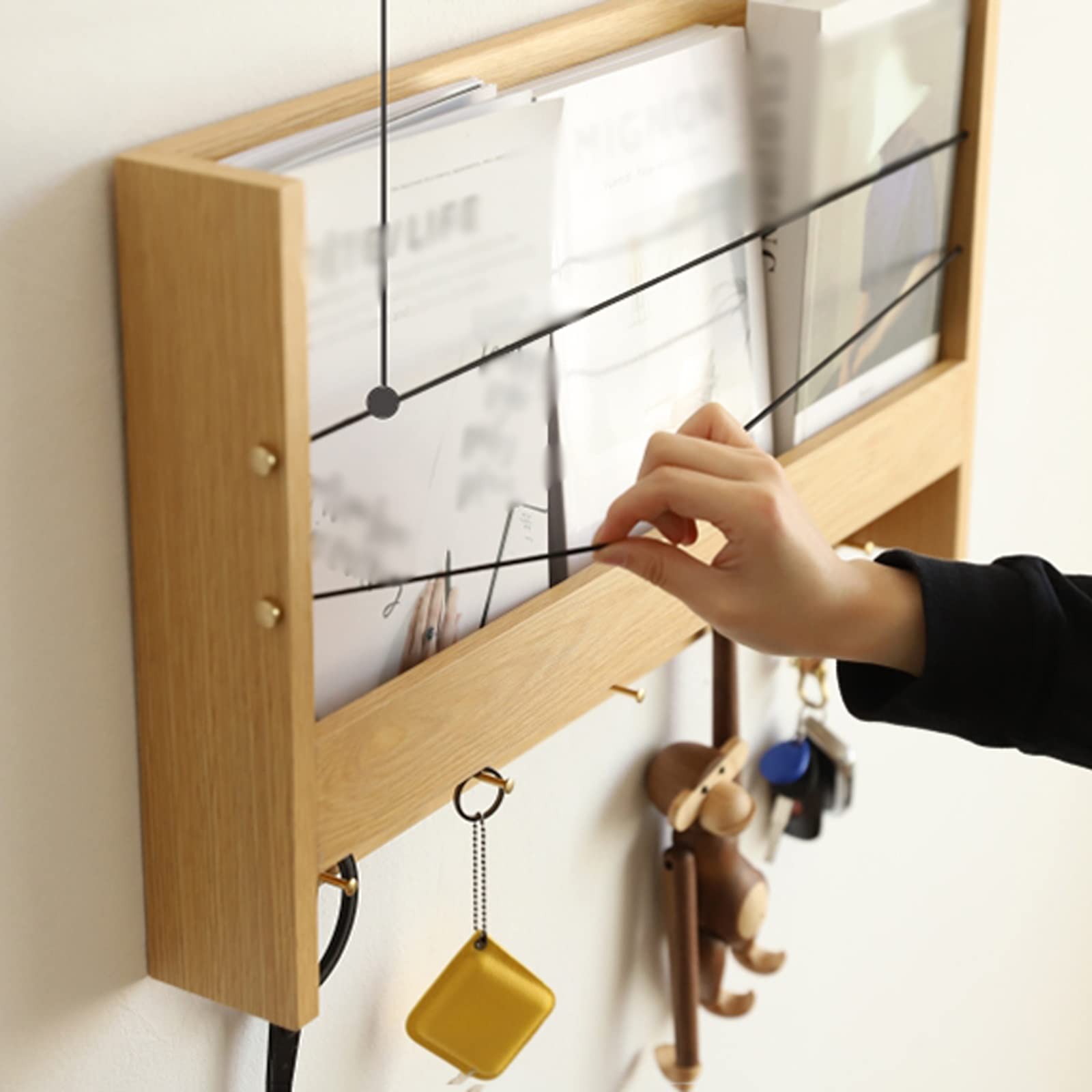 Amazon.co.jp: 本棚 フック壁に取り付けられた木製本棚壁雑誌