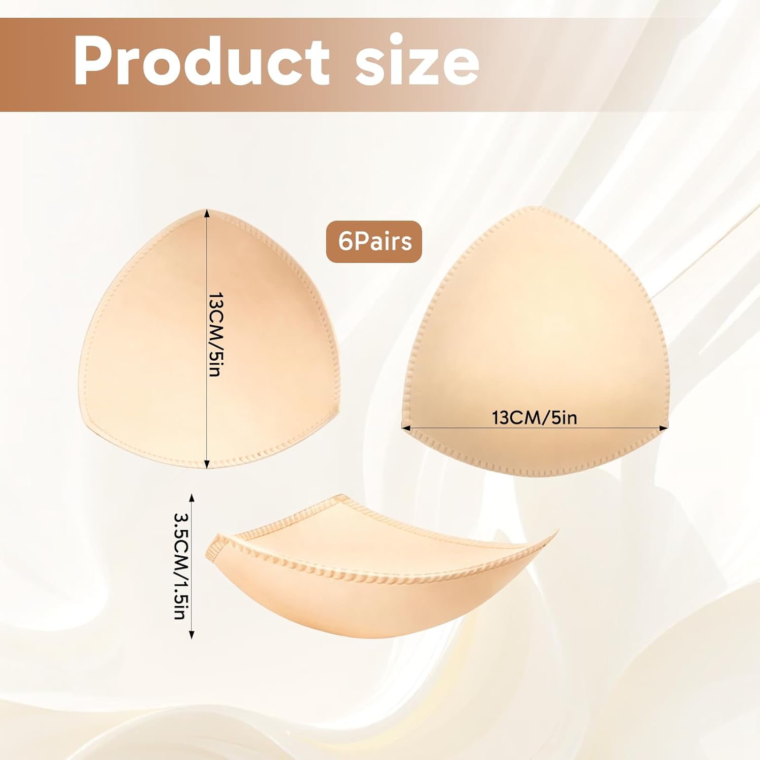 6Pairs Bra Pads Inserts, Removable Bra Inserts for Women, Soft Lightweight Breathable Cups for Everyday Comfort and Bikini Tops