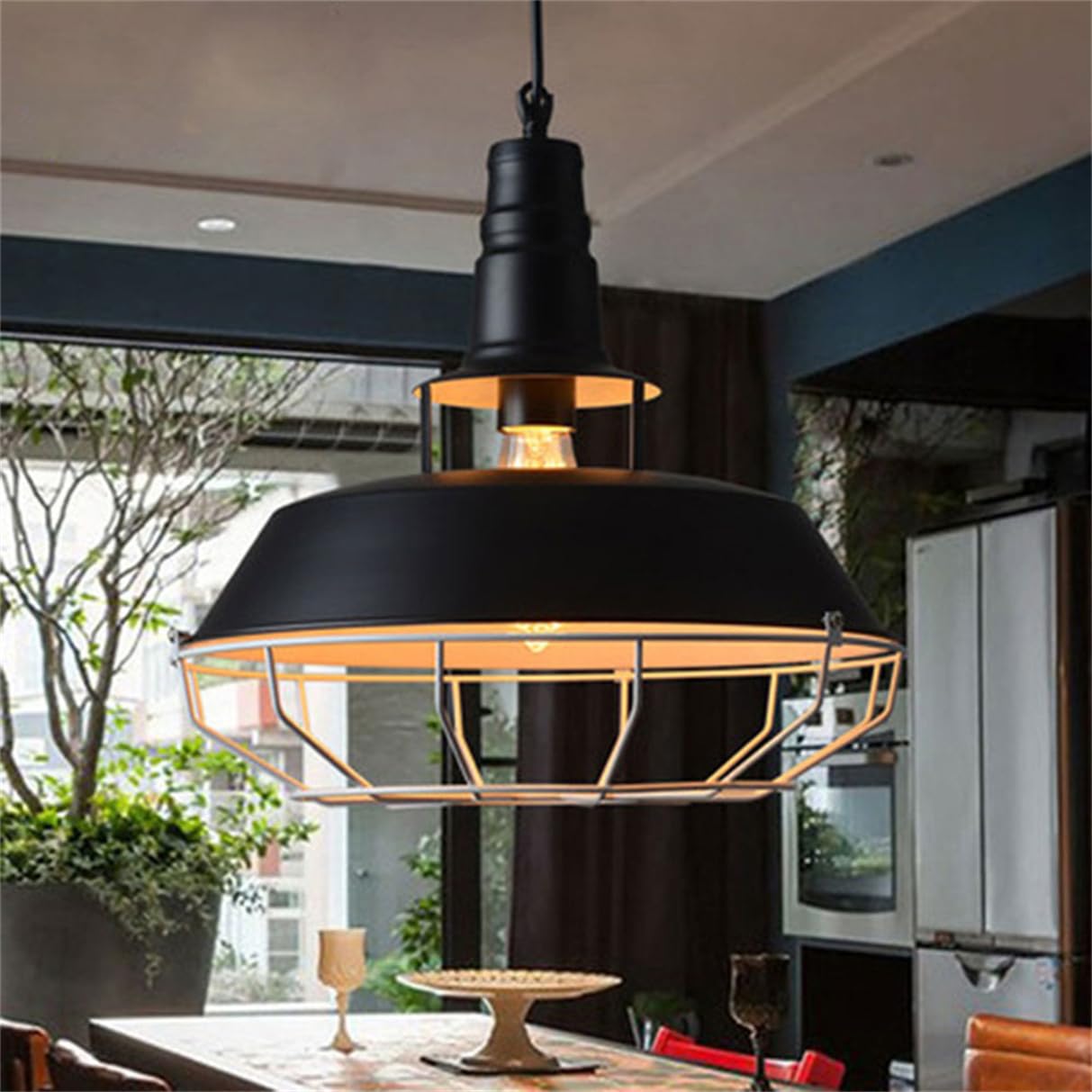 Lampada A Sospensione In Stile Moderno Metà Secolo, Grande Cestello