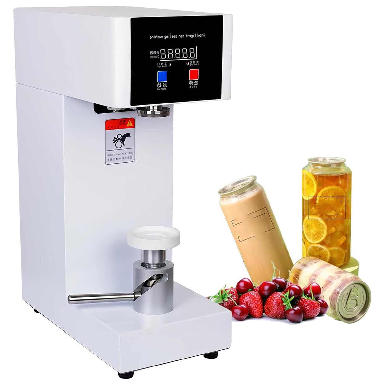 Sigillatrice per lattine commerciale da 370 W, macchina per confezionamento sottovuoto semiautomatica con contatore intelligente e display a LED, sigillatrice per lattine di vetro, plastica White