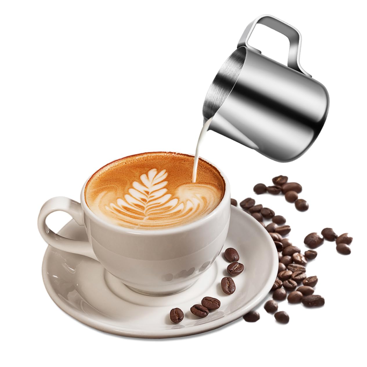 HOLIDYOYO 2pcs Milk Pour Pot Milk Steaming Pitcher Small Milk Pourer for Coffee Milk Frother Pitcher Milk Pour Mug Milk Frothing Pitcher Milk Jug Cappuccino Cup Milk Jug Latte Cup