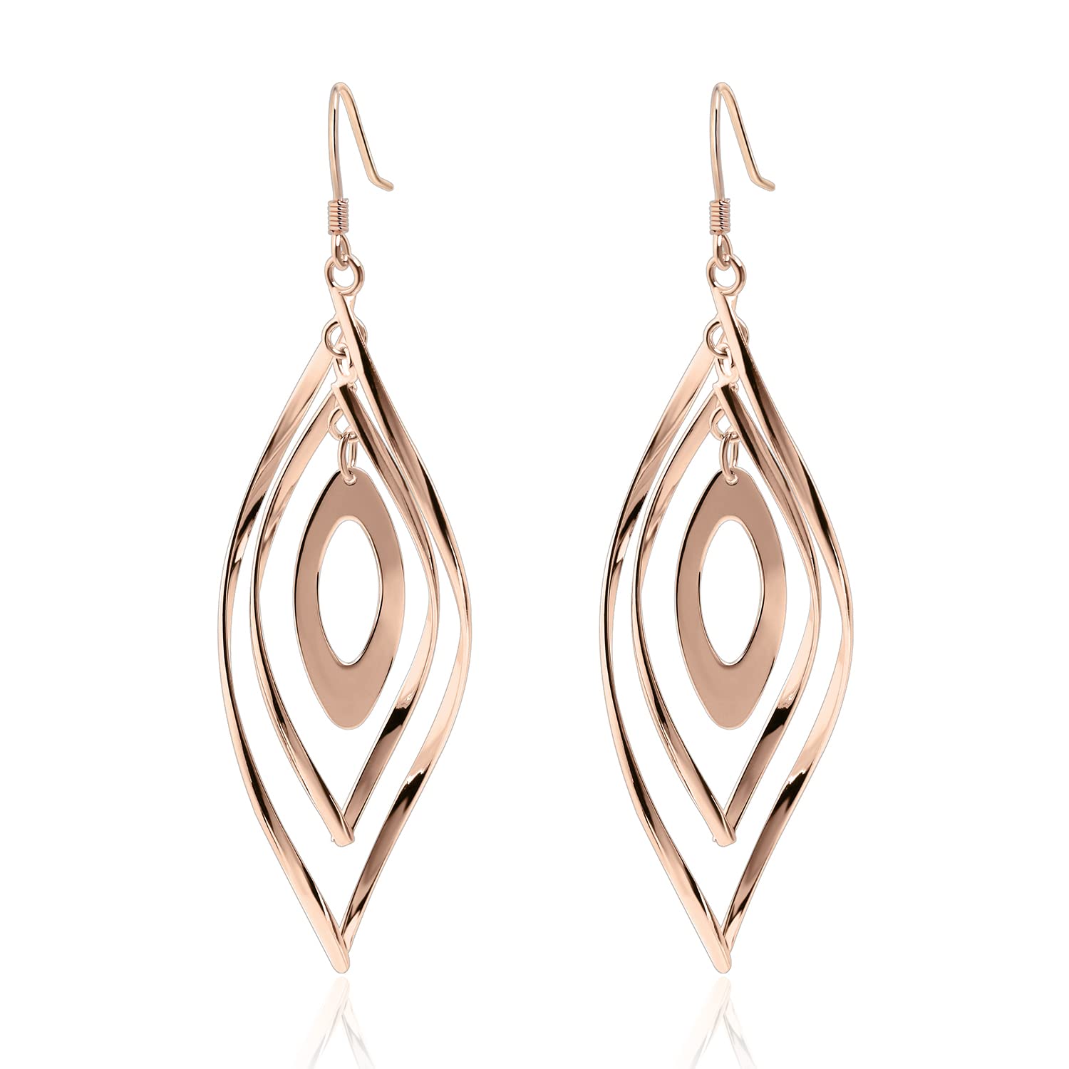 Meissa Meissa Pendientes colgantes de plata mujer Pendientes largos geométricos pendientes de oro hechos a mano Regalos bisutería de cumpleaños (Oro rosa)