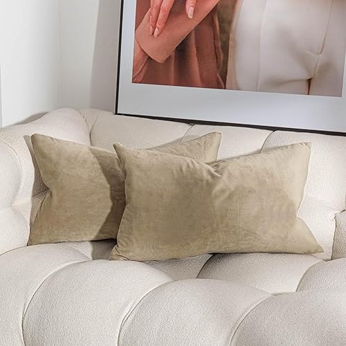 Miniatura 6 de JUSPURBET - Juego de 2 fundas de cojín de terciopelo, piedra, 28 x 28pulgadas, decorativas, suaves y unicolor para sofá o cama