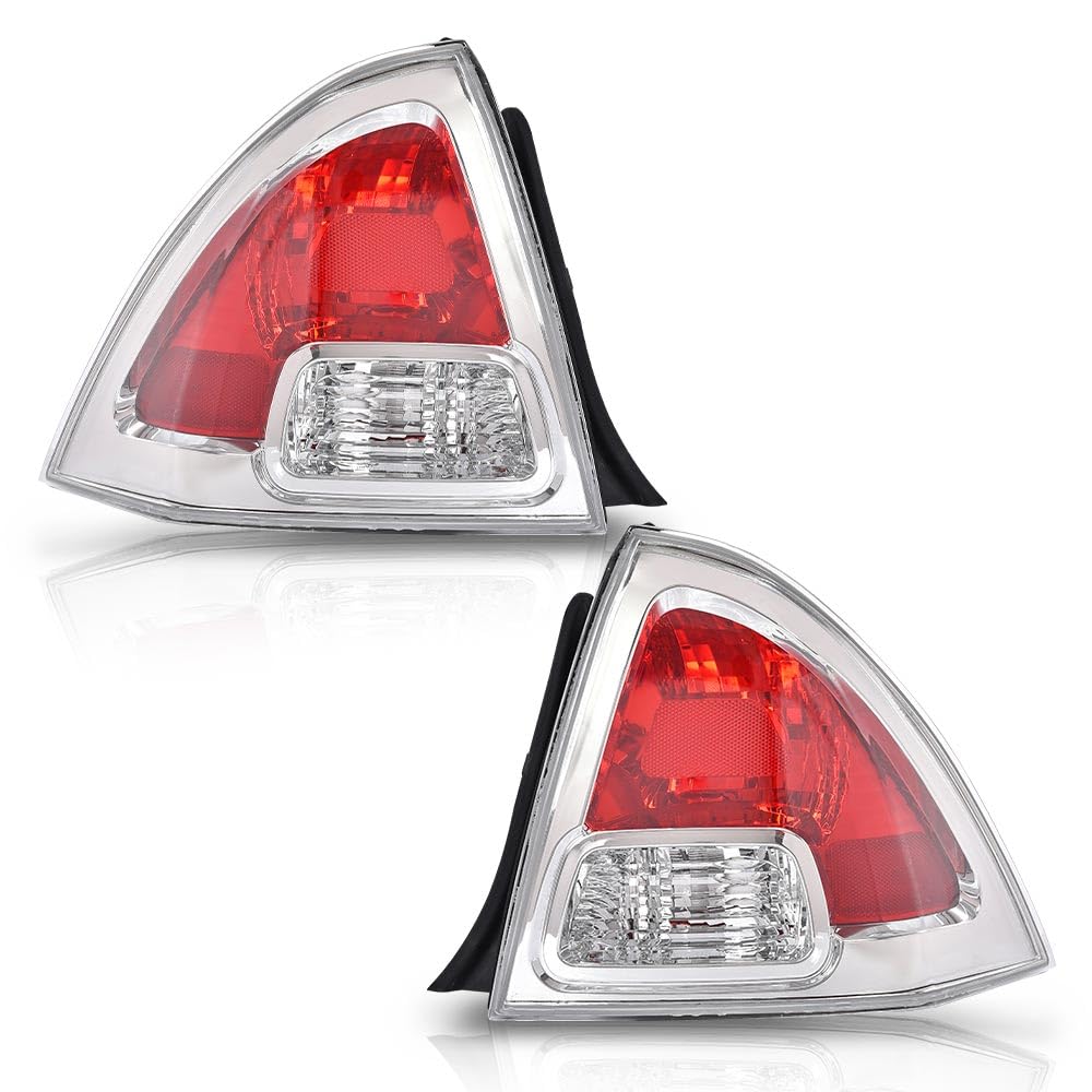 PIT66 Halogen Tail Lights Set w/o Bulbs Compatible with Ford Fusion (submodel: S, SE, SEL) 2006-2009 Clear & Red Lens 2Pcs Rear Lamp Assembly Taillight 6E5Z13404B, 6E5Z13405B, FO2819113C, FO2818123C