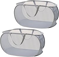 Vista 11 de 4 Piezas Cesta de Lavandería Desmontable con Malla y Mangos Duraderos, Cestas de Lavandería Plegables, Cesta de Ropa Plegable para Dormitorio Azul