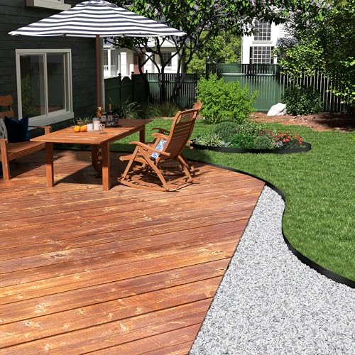 Aufun Flexible Rasenkante verzinkt Edelstahl 20M Mähkante Metall mit 100 Erdanker, Höhe 100 mm Wetterbeständige Rasenabgrenzung Beeteinfassung, Landschaftskante, Terrassenplattenkanten, Schwarz