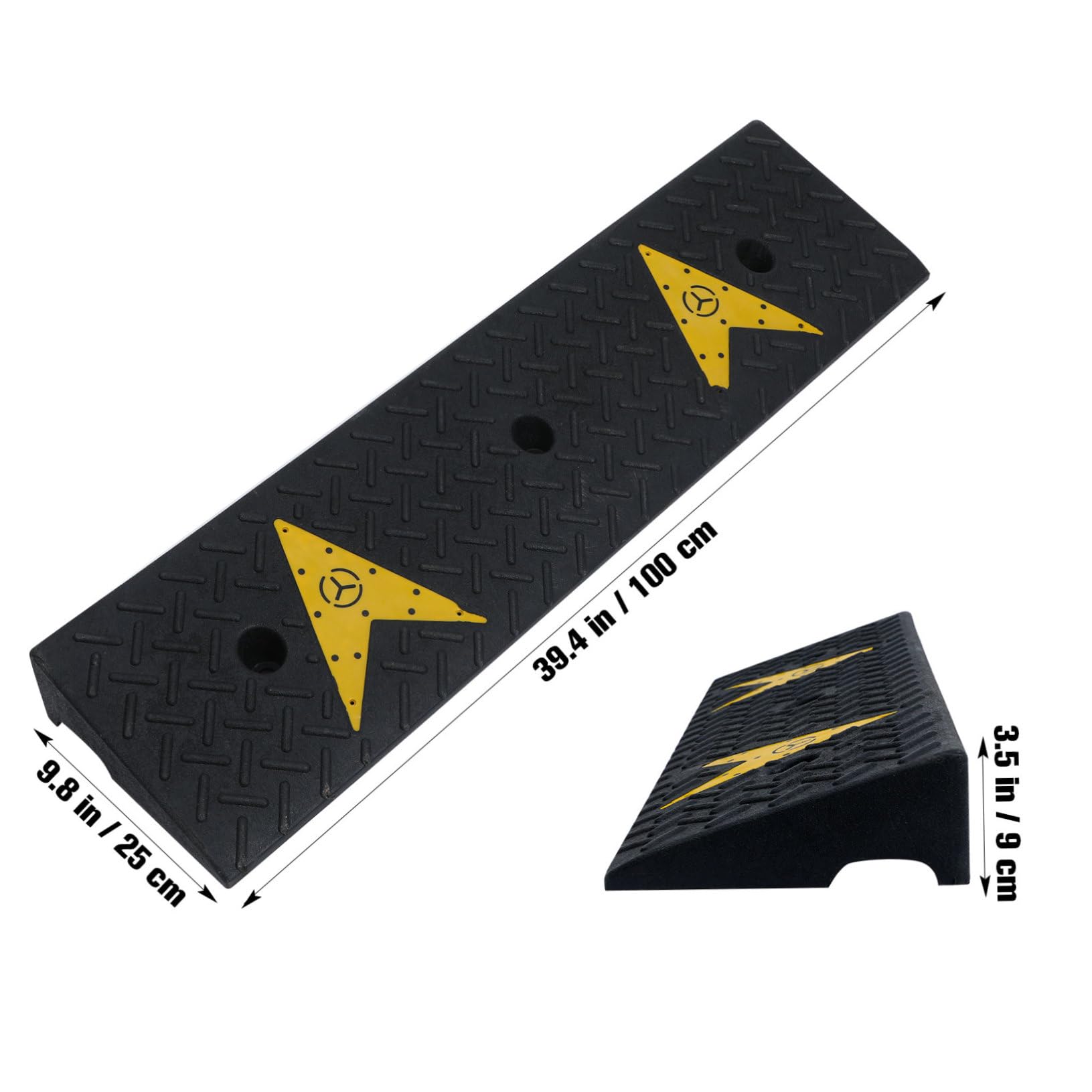 NAMOARLY 2Pcs Heavy Duty Rubber Curb Ramp for Car Truck Motorcycle Driveway Threshold Ramp Wheel Ramps for Drive Over Cable Protection and Access to Steps