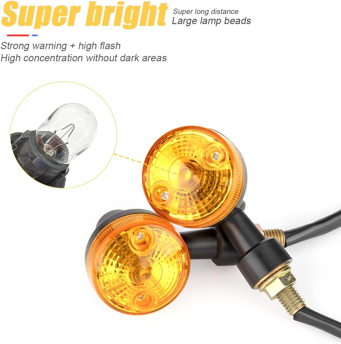 4 Pack 12V Motorcycle Blinker Indicator Lights, Black