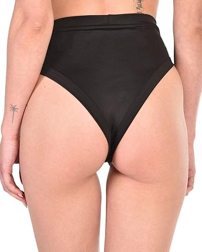 Miniatura 4 de iHeartRaves Tanga de cintura alta - Pantalones cortos de corte alto para festivales