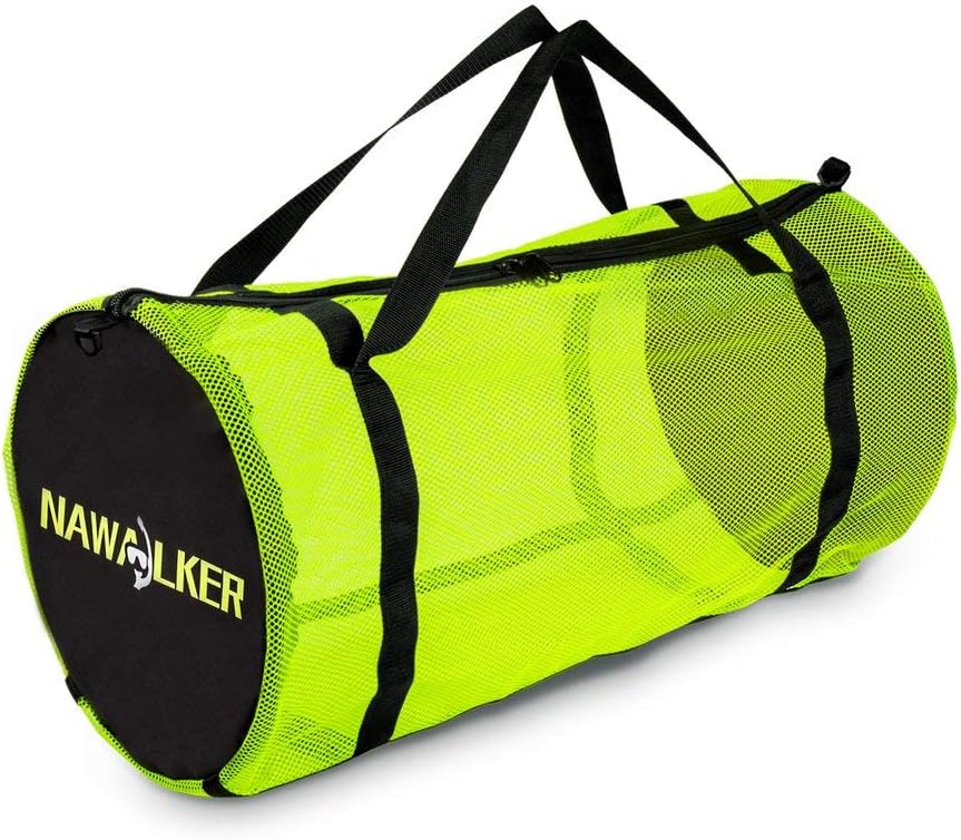 NAWALKER XL Mesh Dive Duffel Bag for Scuba or Snorkeling - Mesh Travel Duffle Tote for Scuba Diving and Snorkeling Gear Equipment - Dry Bag Holds Mask, Fins, Snorkel, Beach and More Holiday Choice